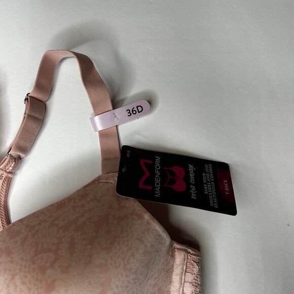New Maidenform Pink T Back Lined extra coverage Bra 36D - Picture 3 of 6